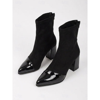 Lucia | Sleek Cap-Toe Chunky Heel Ankle Boots