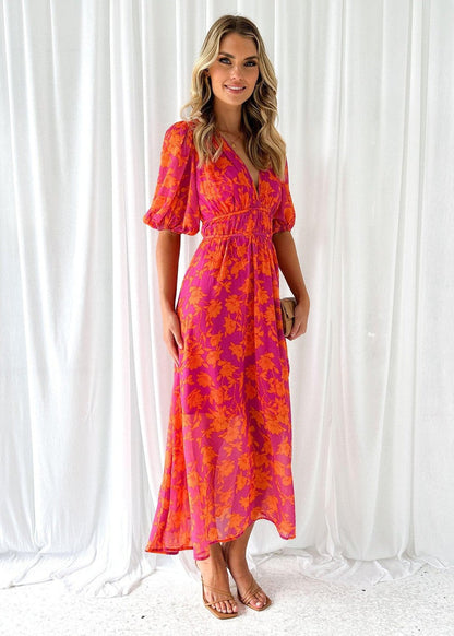 Isabella | Casual Floral V Neck Maxi Dress