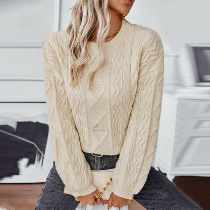 Women's Chunky Cable Knitted Jumper Crew Neck | Oversized