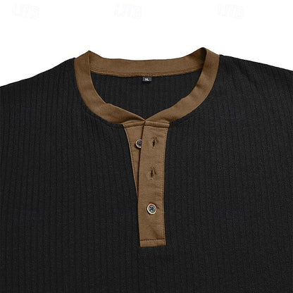 Owen | Ribbed Long-Sleeve Henley Shirt