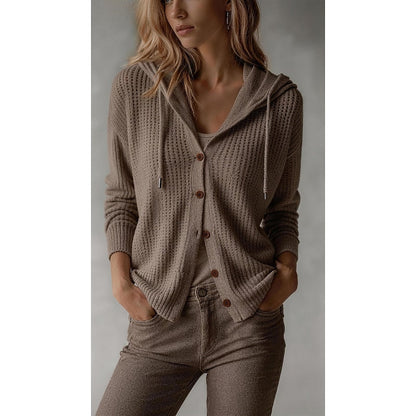 Genevieve | Ribbed Hooded Cardigan
