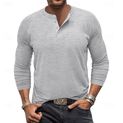 Grant | Classic Button-Neck Henley Shirt
