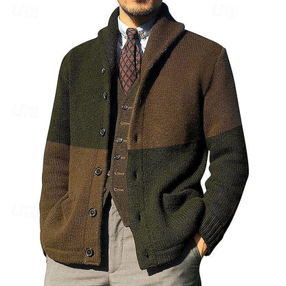 Bertram | Colour-Block Shawl Collar Cardigan