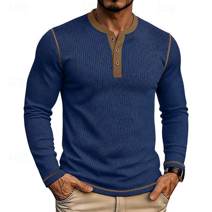 Owen | Ribbed Long-Sleeve Henley Shirt