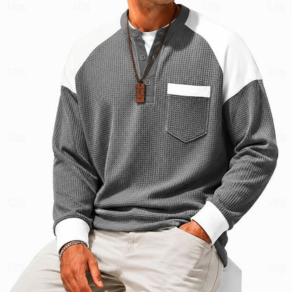 Ashton | Textured Long-Sleeve Henley Shirt