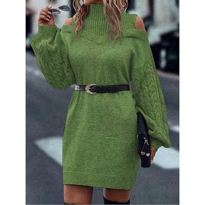 Everly | Cold-Shoulder Turtleneck Sweater Dress